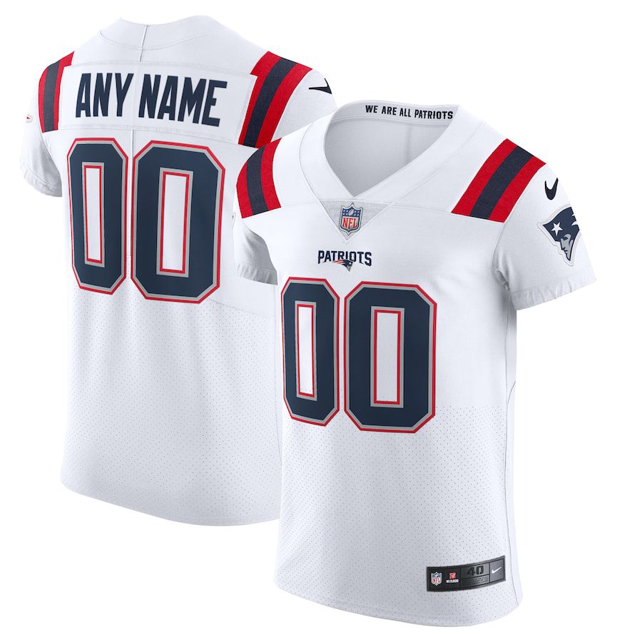 Men New England Patriots Nike White Vapor Elite Custom NFL Jersey->new england patriots->NFL Jersey